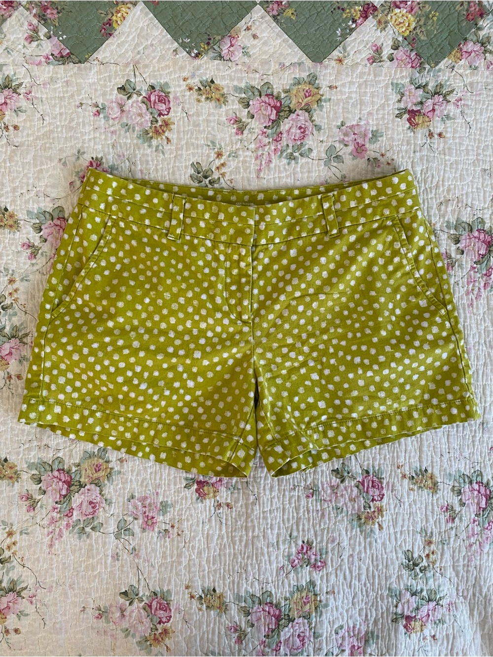 polka dot lime green twee mini shorts